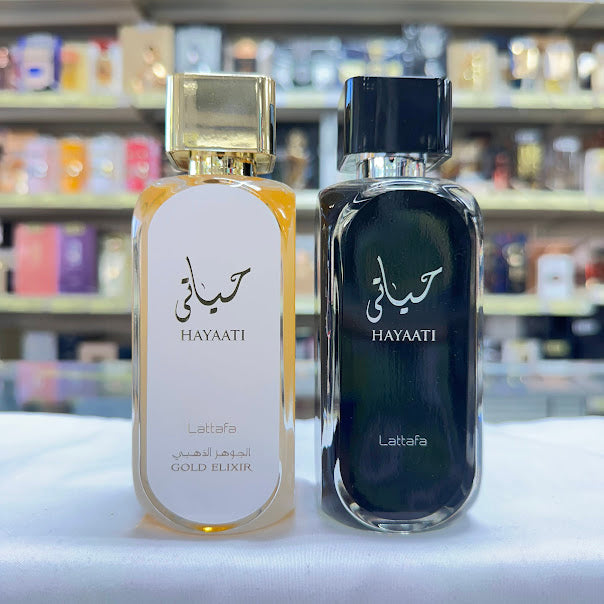 2 PACK Hayaati Black & Hayaati Gold Elixir Lattafa BUNDLE  Perfumes 100mL 3.4oz