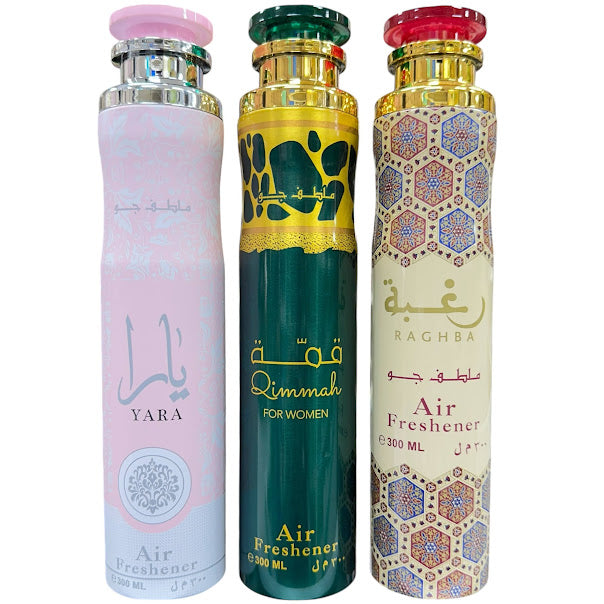 Yara & Qimmah for Women & Raghba Lattafa Air Fresheners (3 PACK BUNDLE) 300mL