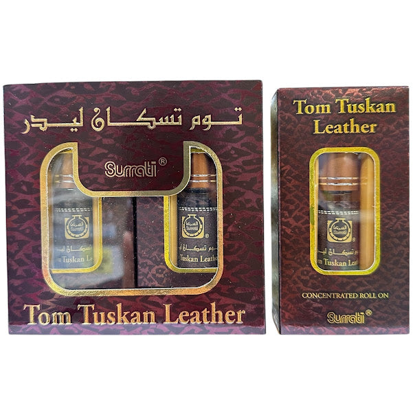 Tom Tuskan Leather 6 x 6mL Surrati Concentrated Roll On Oil Perfume Itr Arabian