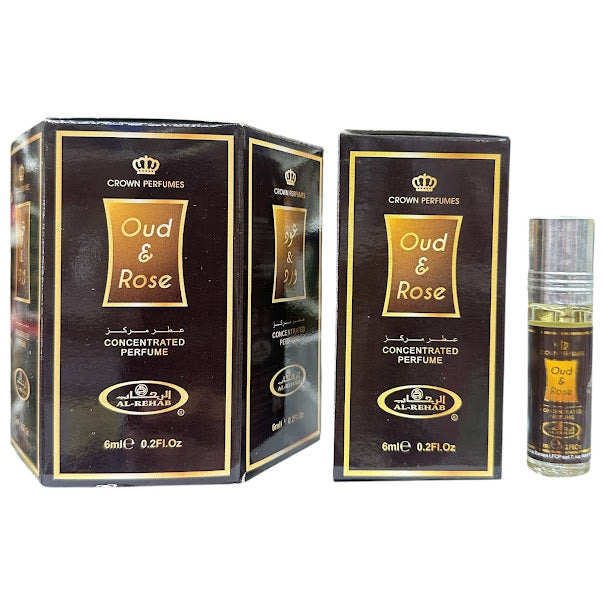 Oud & Rose 6mL Roll On Perfume Oil Concentrated by Al Rehab (BOX OF 6)