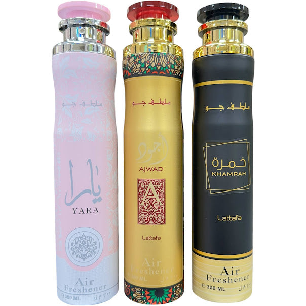 Yara / Ajwad / Khamrah Lattafa Air Fresheners (3 PACK BUNDLE) 300mL