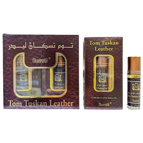 Tom Tuskan Leather 6 x 6mL Surrati Concentrated Roll On Oil Perfume Itr Arabian