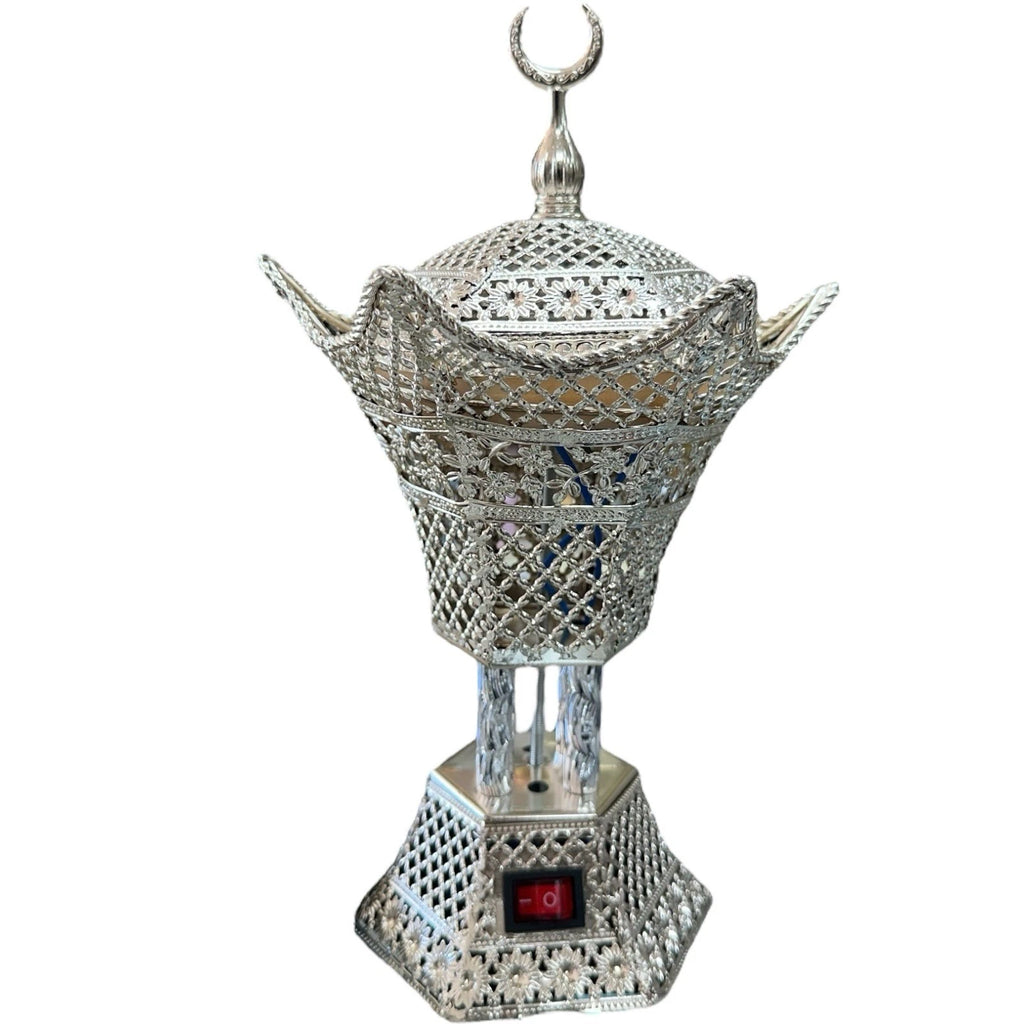 Silver Electric Incense Burner Bakhoor Mabkhara Oud