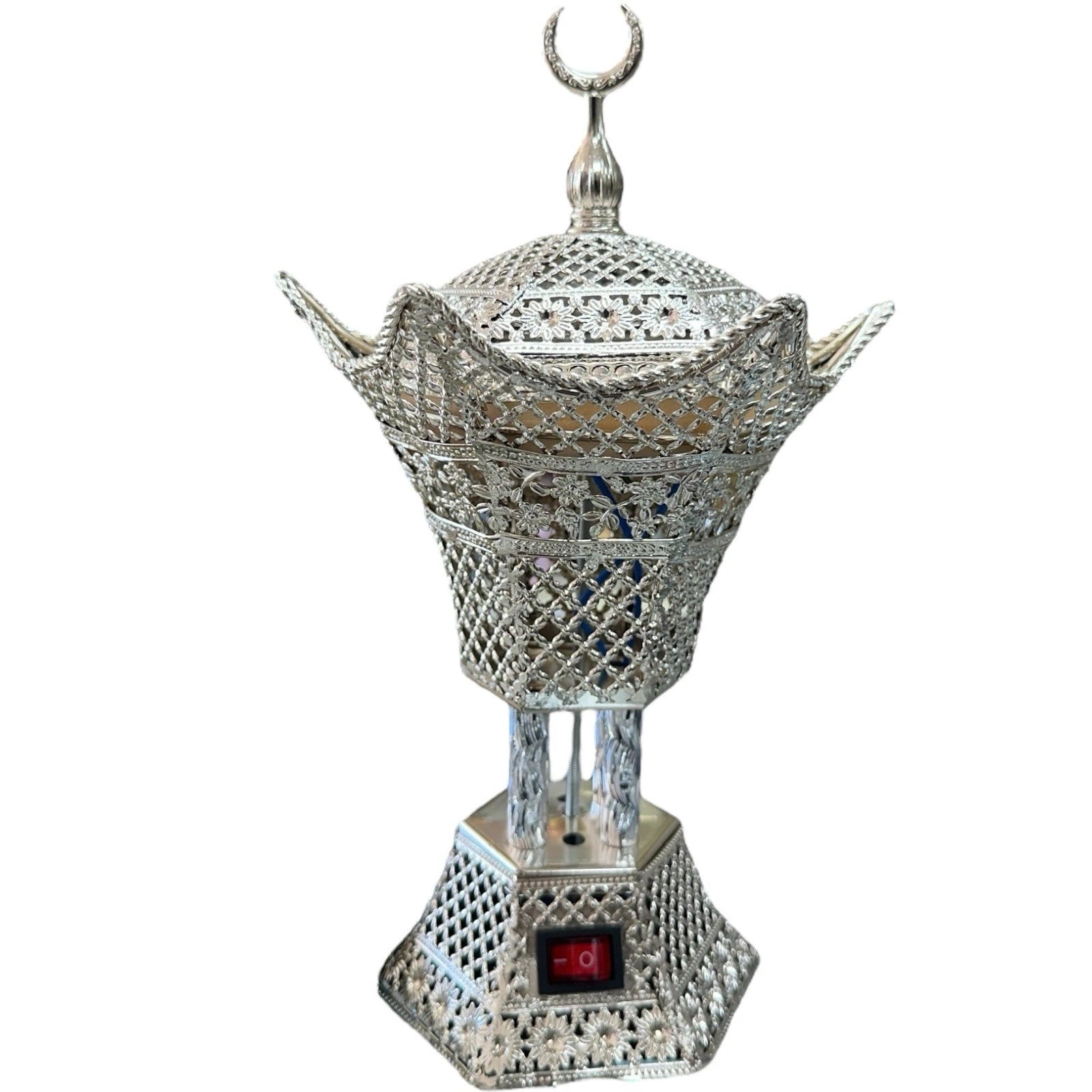 Silver Electric Incense Burner Bakhoor Mabkhara Oud