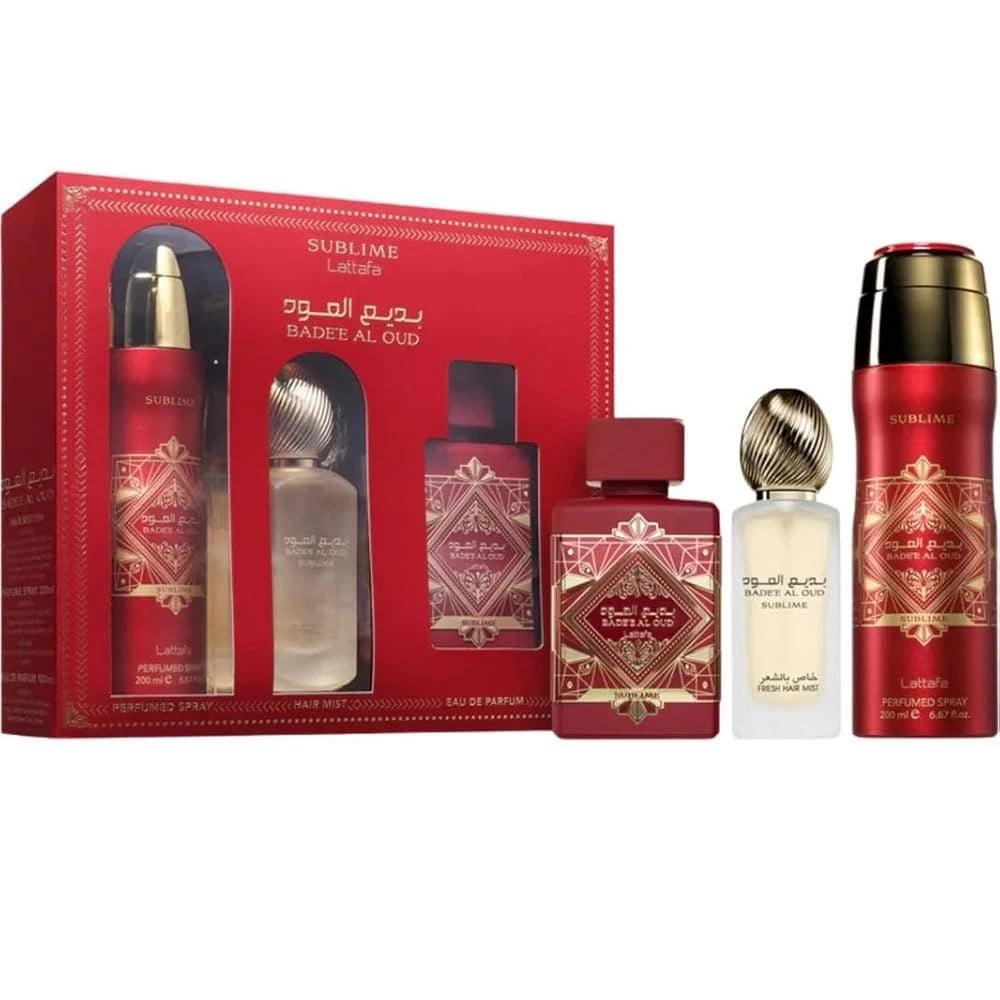 Badee Al Oud Sublime Lattafa 3 Piece Perfume Gift Set