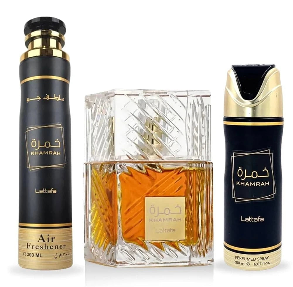 Khamrah Lattafa 3 Piece Perfume Gift Set