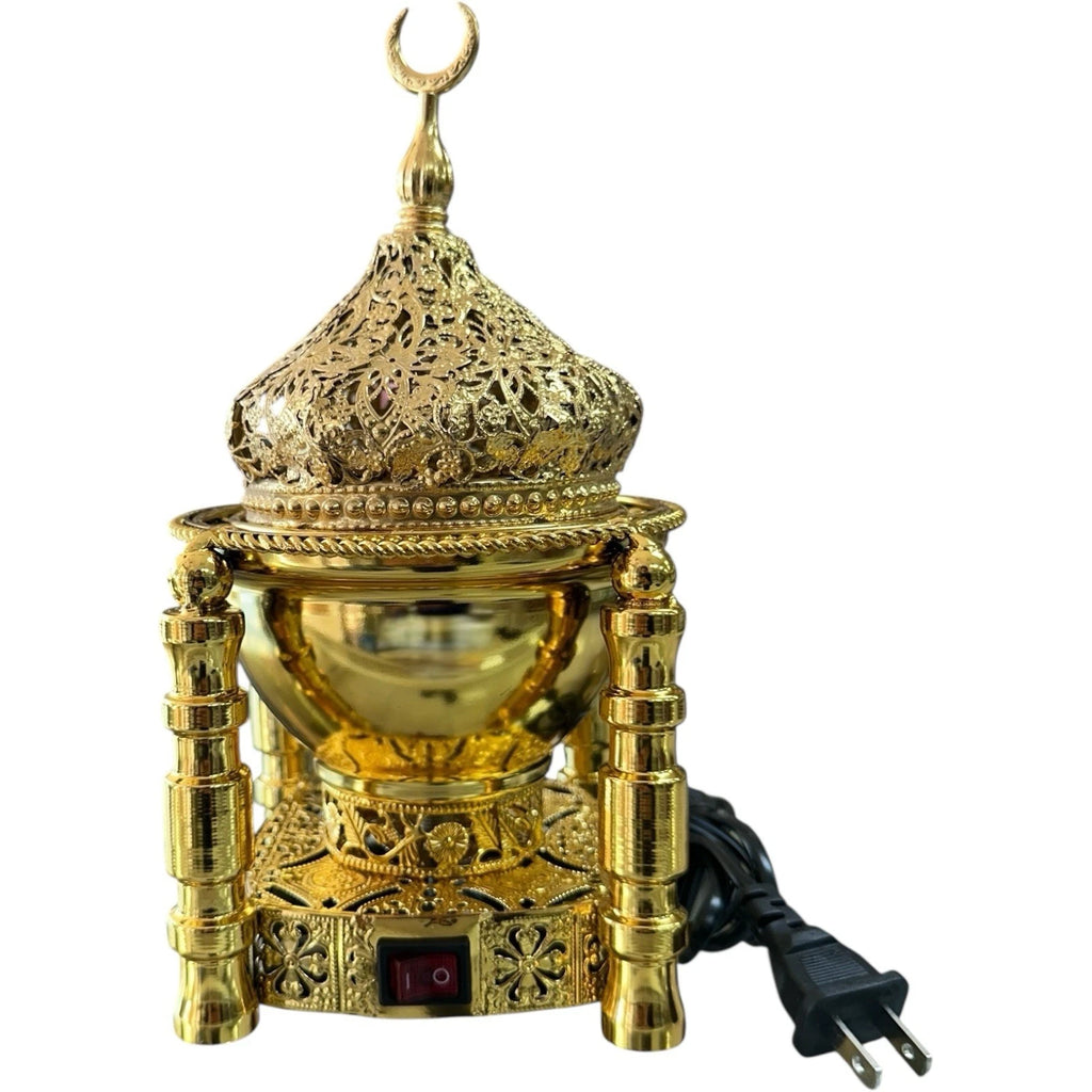 Gold Electric Incense Burner Bakhoor Mabkhara Oud