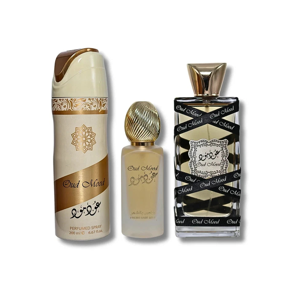 Oud Mood Lattafa 3 Piece Perfume Gift Set