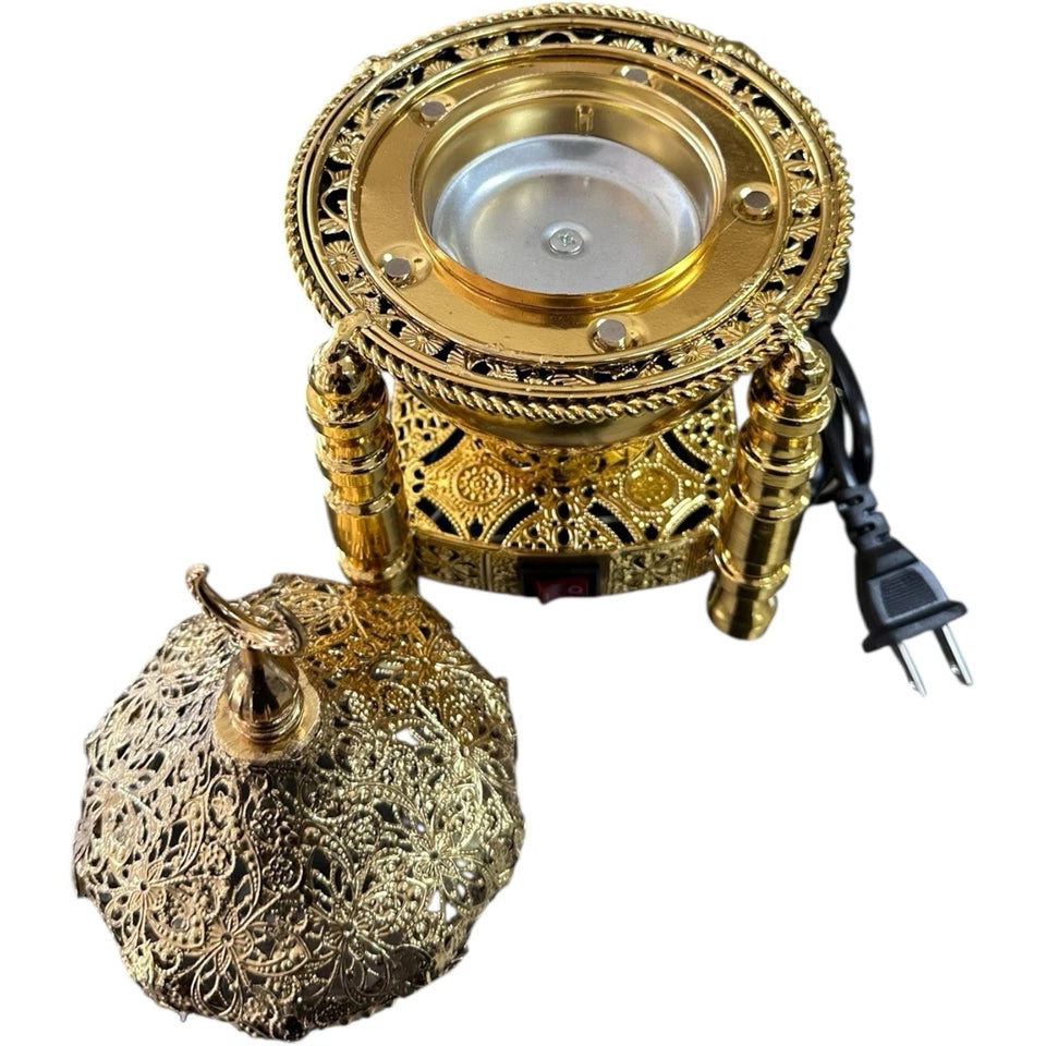 Gold Electric Incense Burner Bakhoor Mabkhara Oud