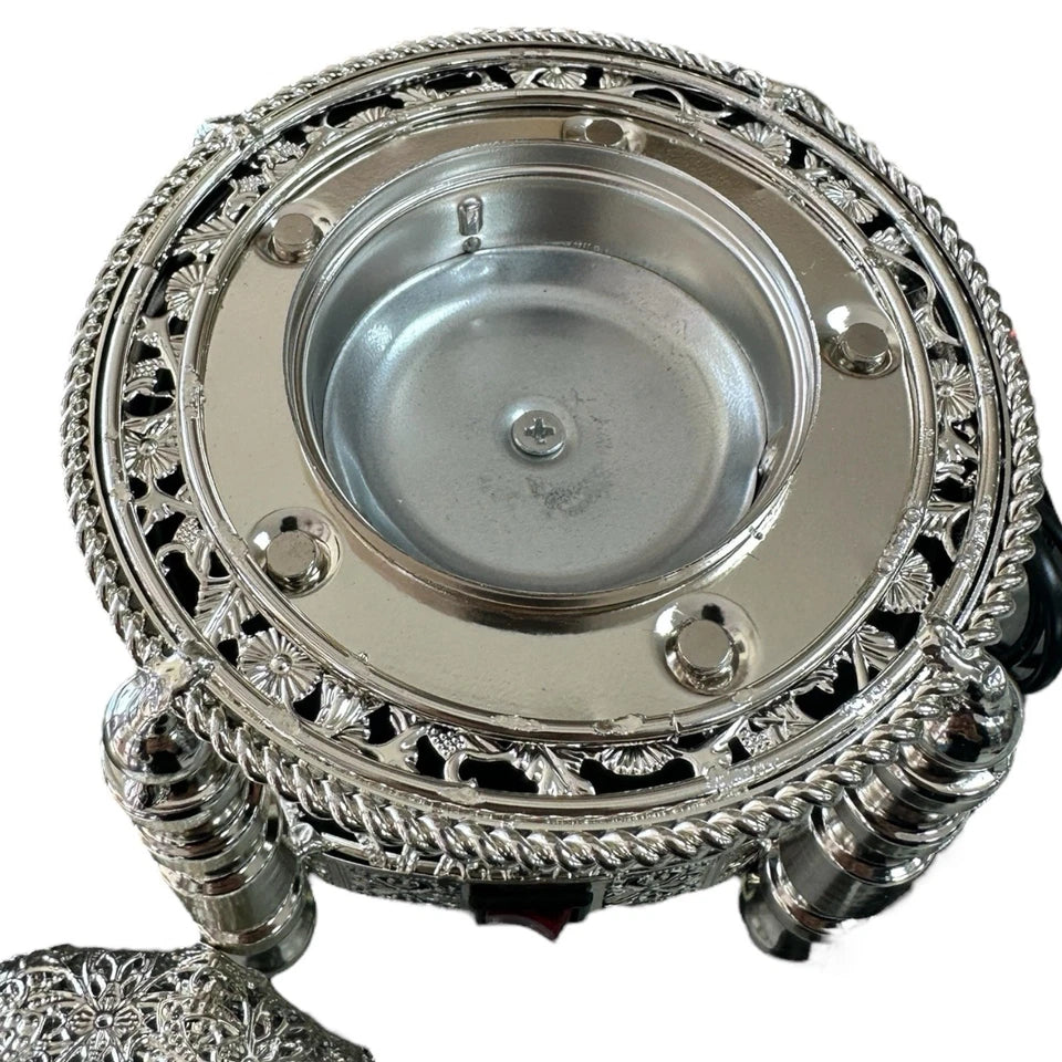 Silver Electric Incense Burner Bakhoor Mabkhara Oud