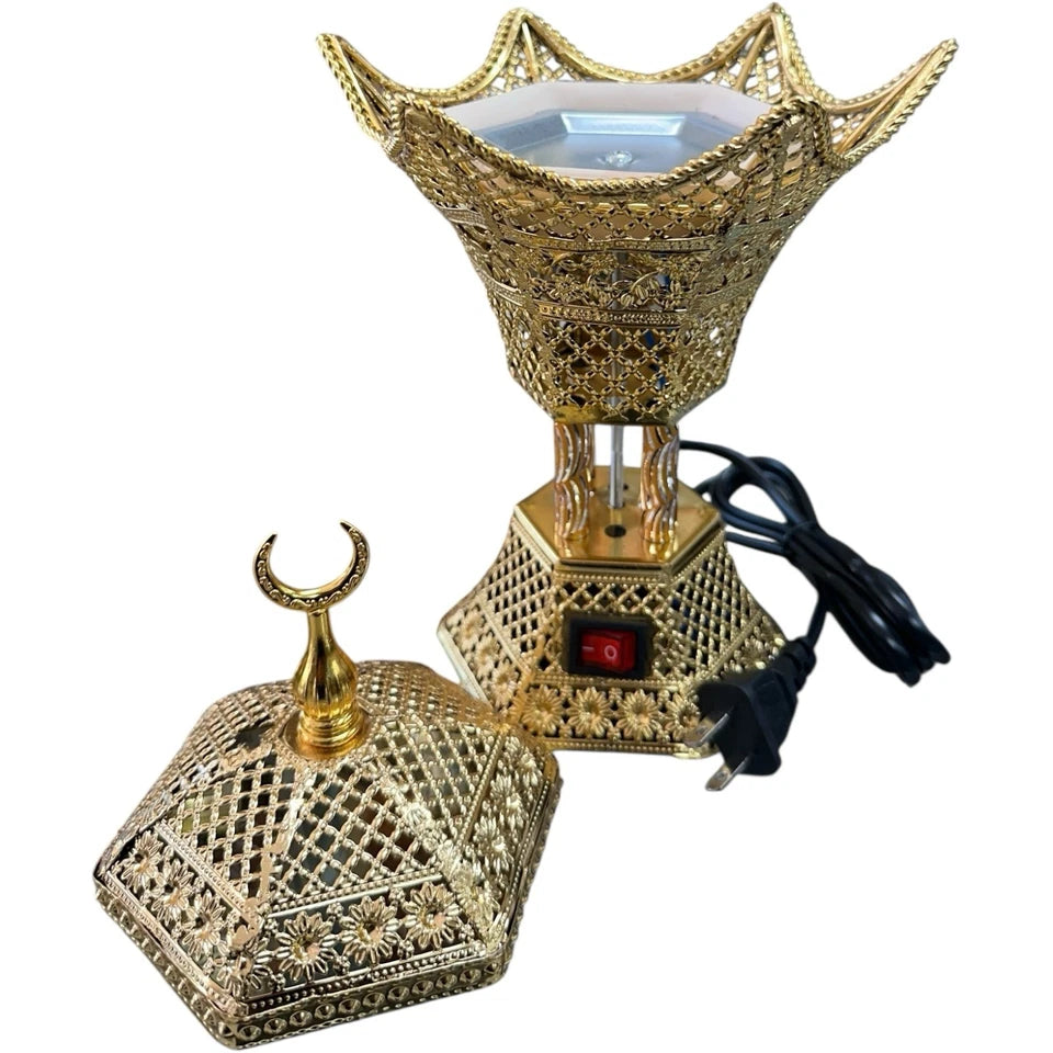 Gold Electric Incense Burner Bakhoor Mabkhara Oud