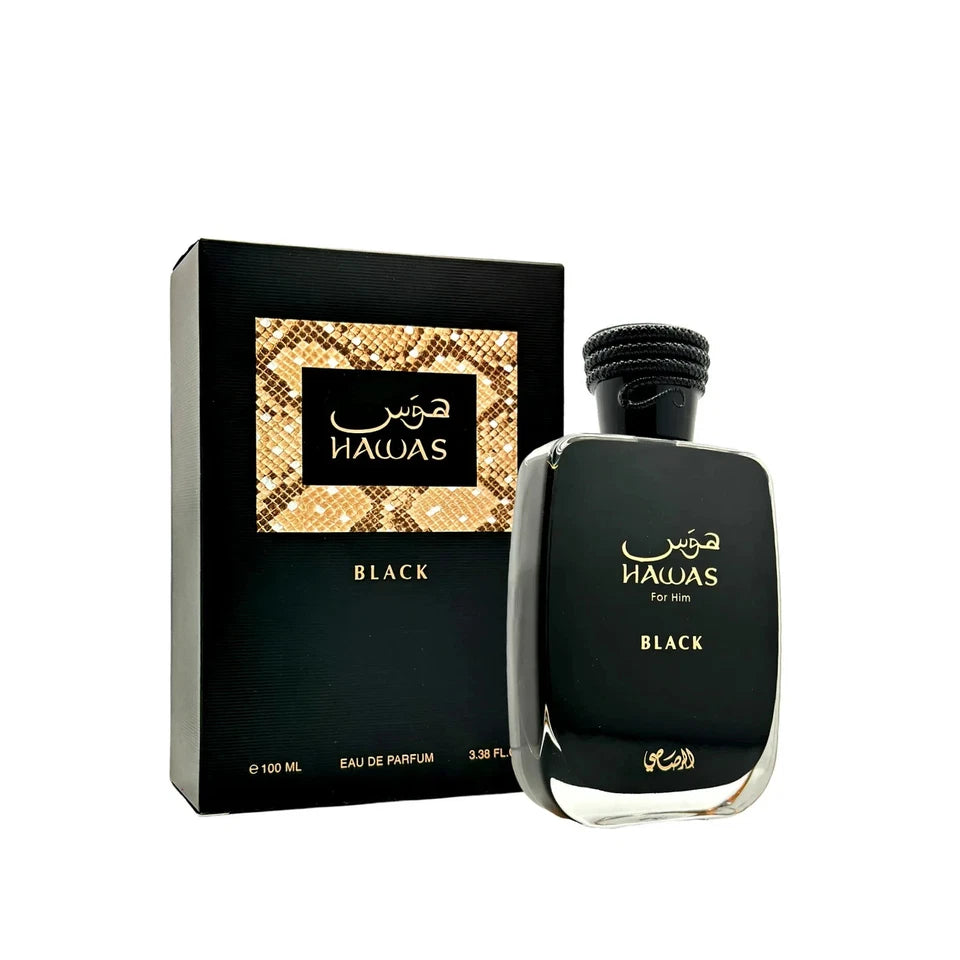 Rasasi Hawas Black For Him Eau De Parfum 3.38 oz / 100 ml Spray