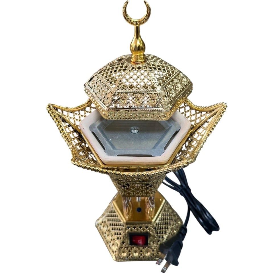 Gold Electric Incense Burner Bakhoor Mabkhara Oud